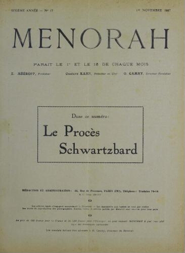 Menorah : L’Illustration Juive Vol.06 N°17 (01 nov. 1927)